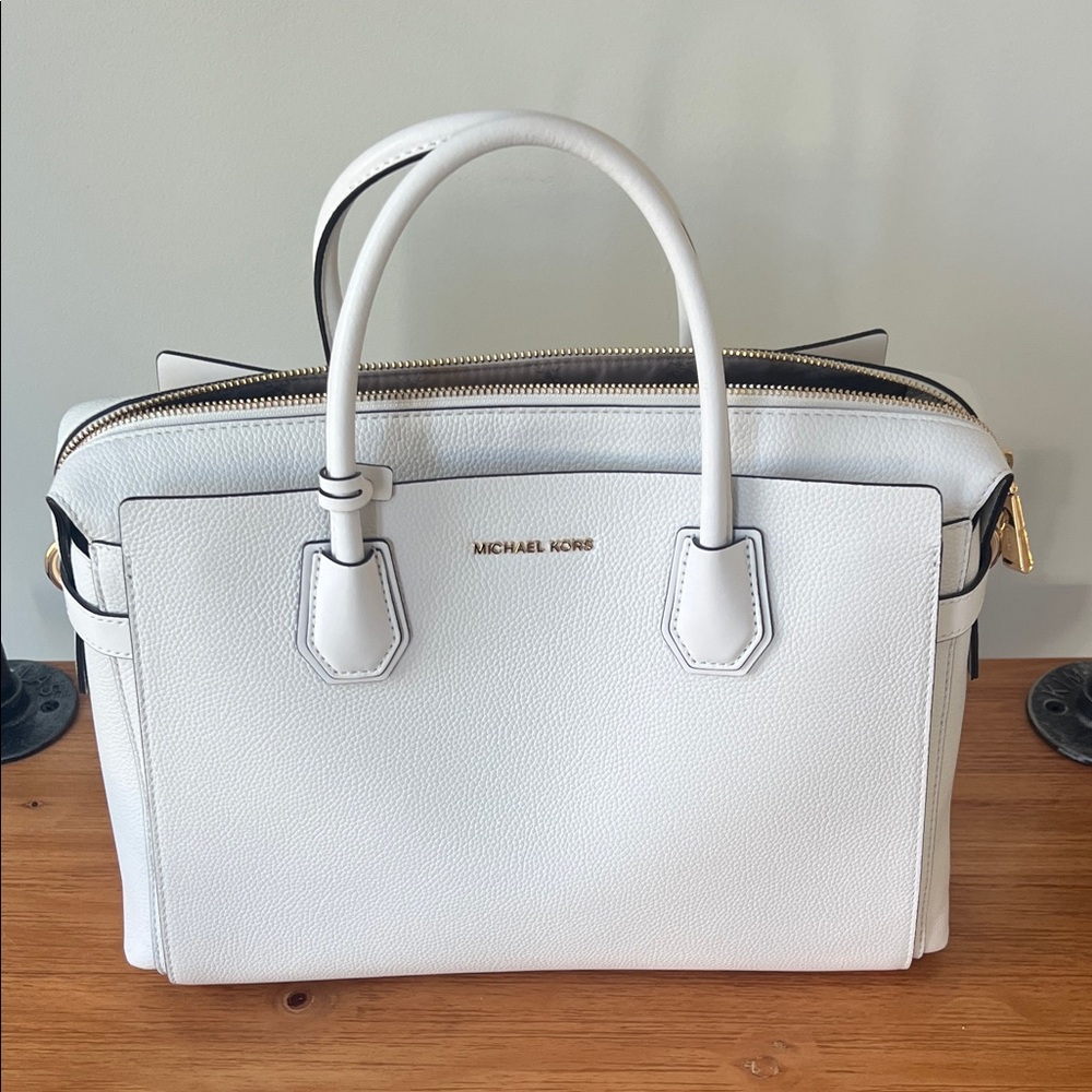Michael Kors White Satchel Mercer Bag